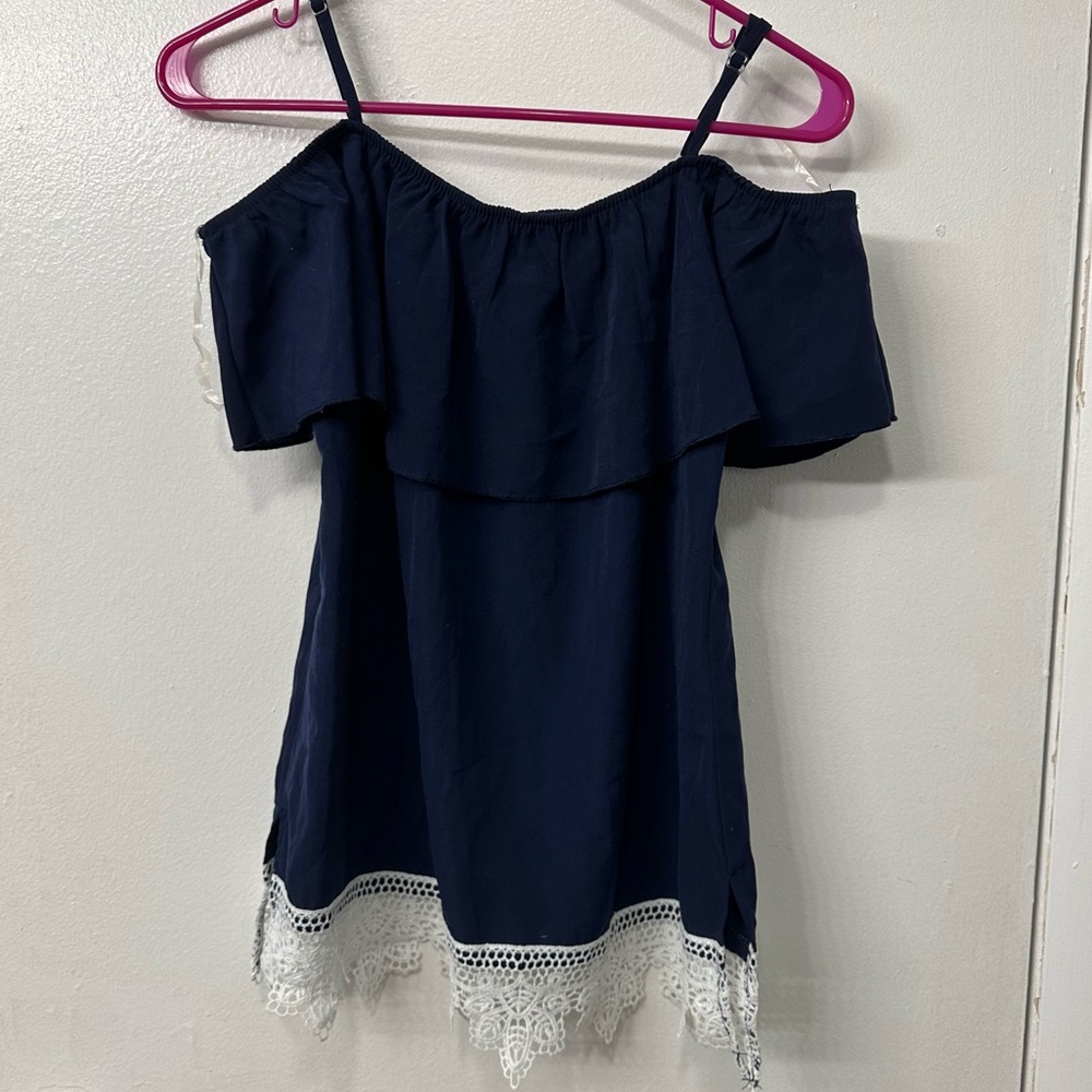 ‼️Blue Off the Shoulder Tank Top